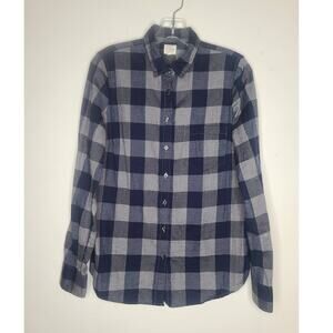 J. Crew blue grey plaid long sleeve button down shirt - small